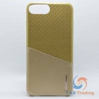    Apple iPhone 7 Plus / 8 Plus - WUW Two Tone Gold Carbon Fiber Leather Credit Card Holder Case